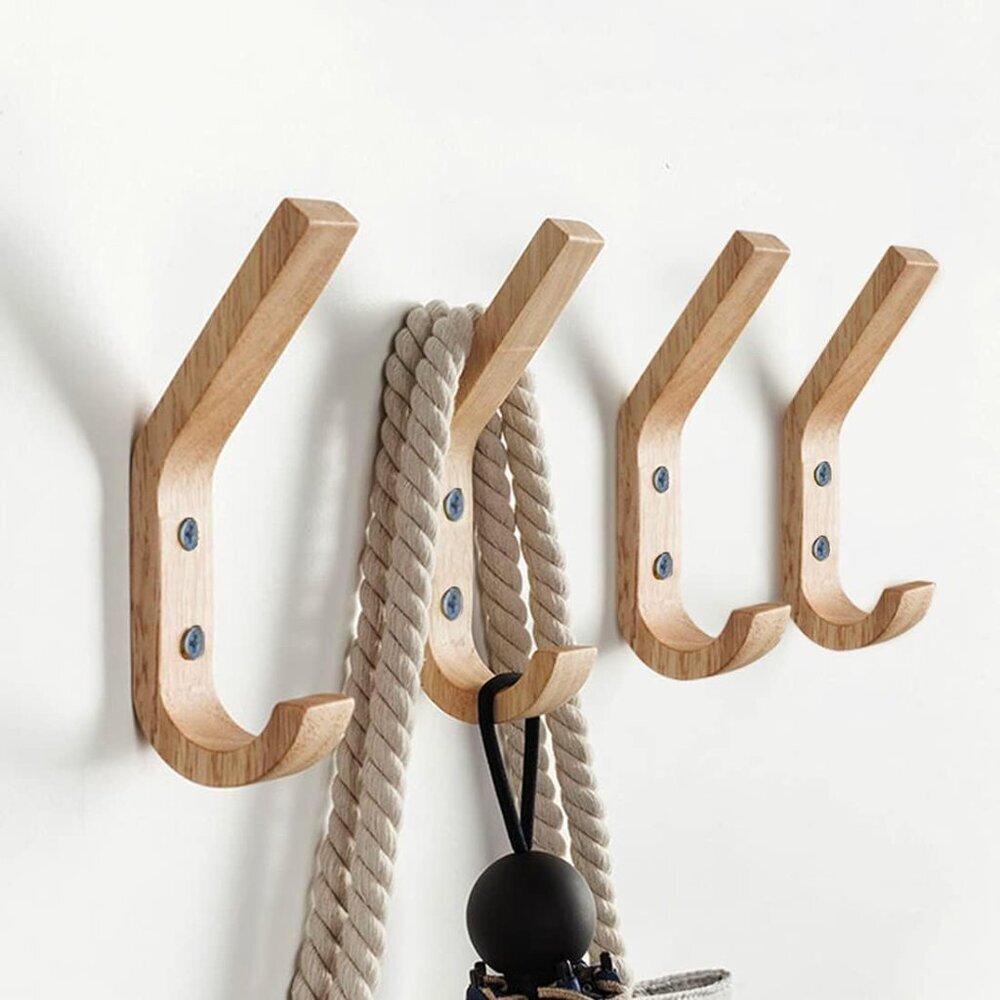Wooden Coat Hooks Wall Hooks,Natural Oak Wood Hooks Decorative Vintage Wood Wall